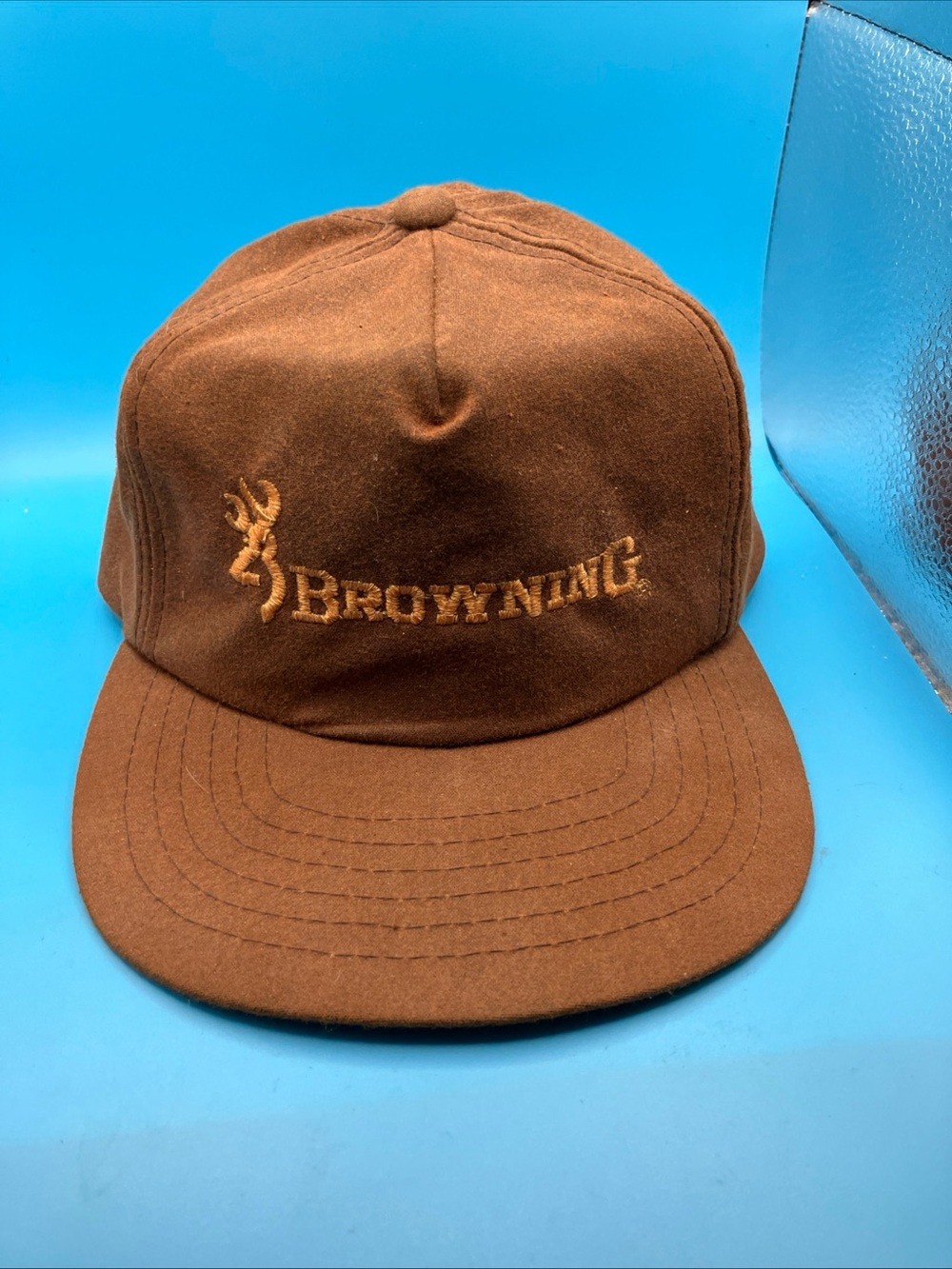 Browning Arms Wax Cotton Brown Hat Cap adjustable strap size